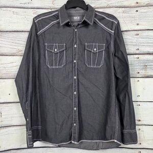 BKE Black Button Down Shirt Contrast Stitch Men’s L